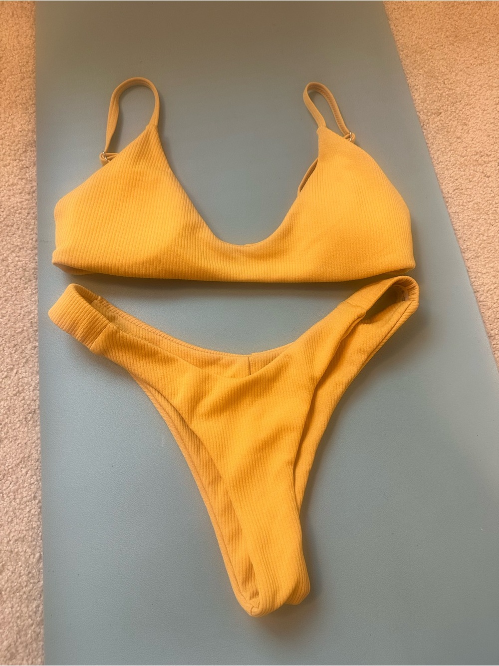 Ribbed Yellow Bikini Set